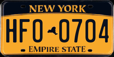 NY license plate HFO0704