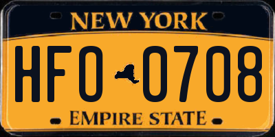 NY license plate HFO0708