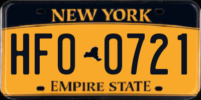 NY license plate HFO0721