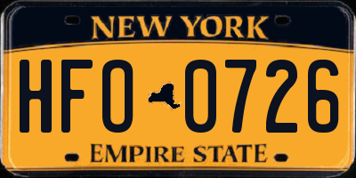 NY license plate HFO0726