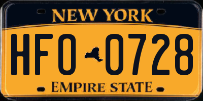 NY license plate HFO0728