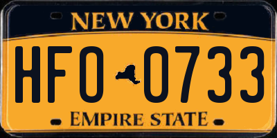 NY license plate HFO0733