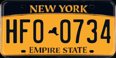 NY license plate HFO0734