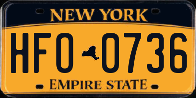 NY license plate HFO0736