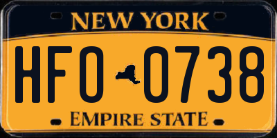 NY license plate HFO0738