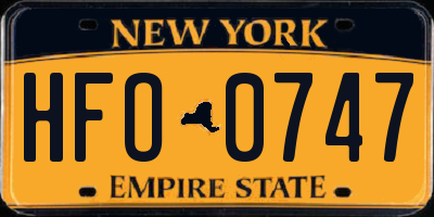 NY license plate HFO0747