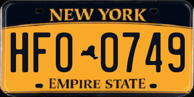NY license plate HFO0749