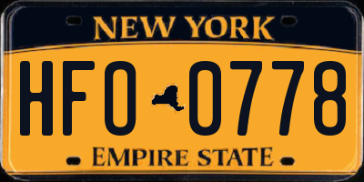 NY license plate HFO0778