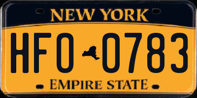 NY license plate HFO0783