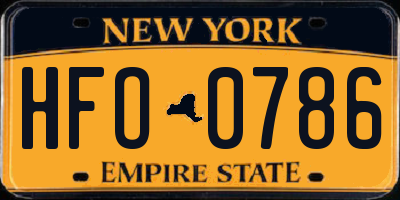 NY license plate HFO0786