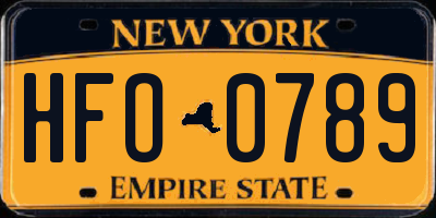 NY license plate HFO0789