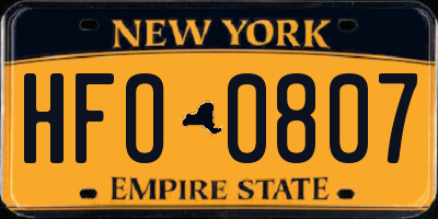 NY license plate HFO0807