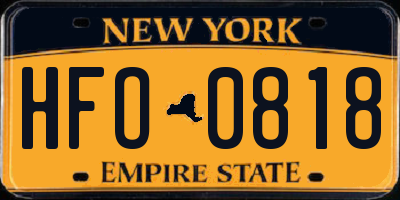 NY license plate HFO0818