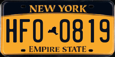 NY license plate HFO0819