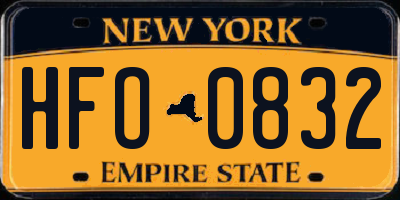 NY license plate HFO0832