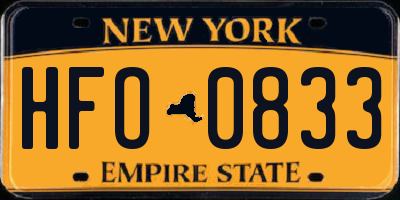 NY license plate HFO0833