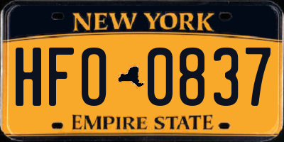 NY license plate HFO0837