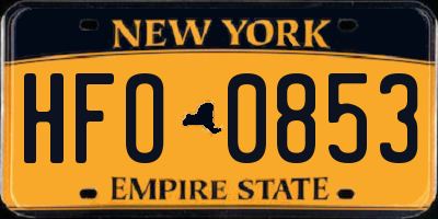 NY license plate HFO0853