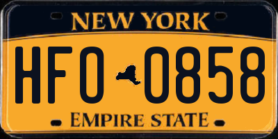 NY license plate HFO0858