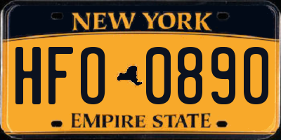 NY license plate HFO0890
