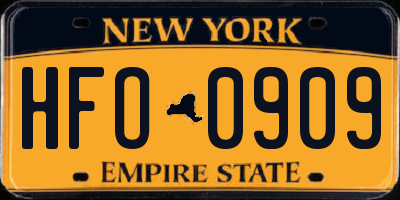 NY license plate HFO0909