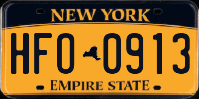 NY license plate HFO0913
