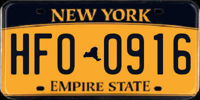 NY license plate HFO0916