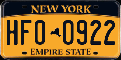 NY license plate HFO0922