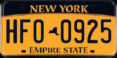 NY license plate HFO0925