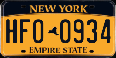 NY license plate HFO0934