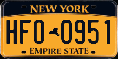 NY license plate HFO0951