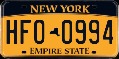 NY license plate HFO0994