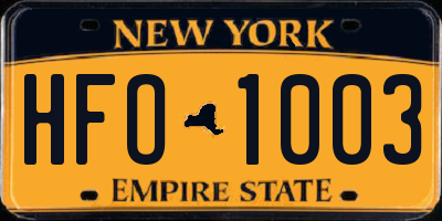 NY license plate HFO1003