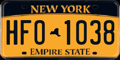NY license plate HFO1038