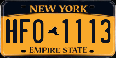 NY license plate HFO1113