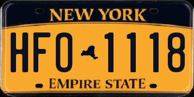 NY license plate HFO1118