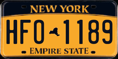 NY license plate HFO1189