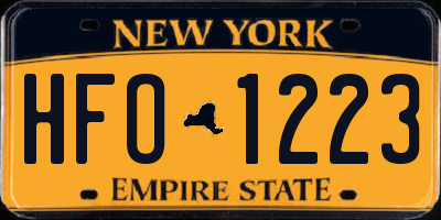 NY license plate HFO1223
