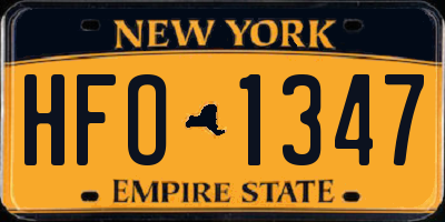 NY license plate HFO1347
