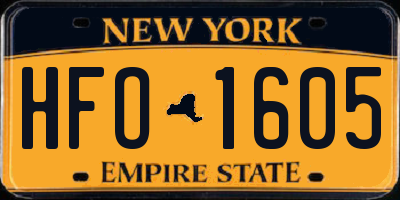 NY license plate HFO1605