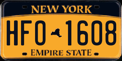 NY license plate HFO1608