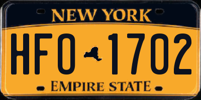 NY license plate HFO1702