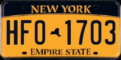 NY license plate HFO1703