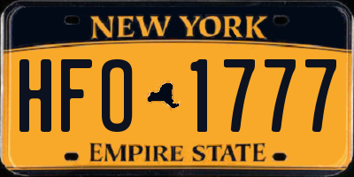 NY license plate HFO1777