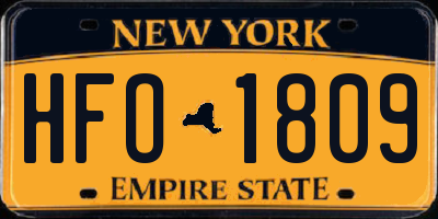 NY license plate HFO1809