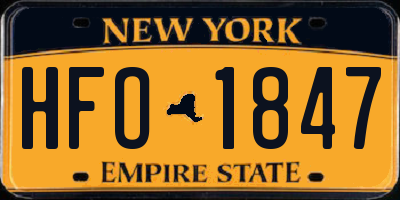 NY license plate HFO1847