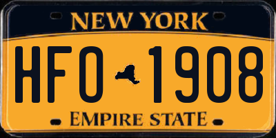 NY license plate HFO1908