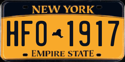 NY license plate HFO1917