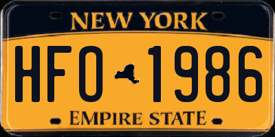 NY license plate HFO1986