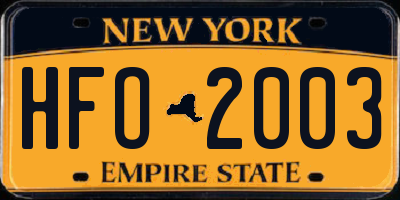 NY license plate HFO2003
